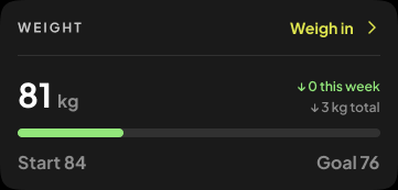 Game Theory app design showing a weight goal with sample values